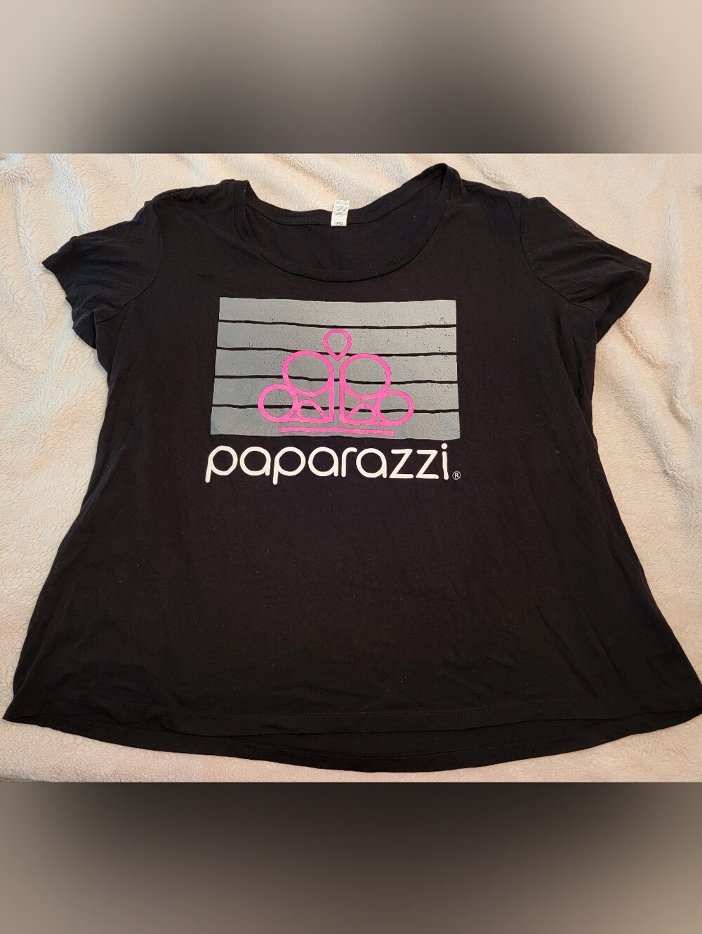 Paparazzi Collectors Logo Graphic Tee - Black with Pink & Gray